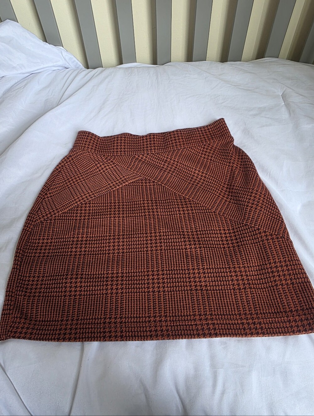 Free People Plaid Pull On Mini Skirt In Burnt Orange And Purple Size XS
